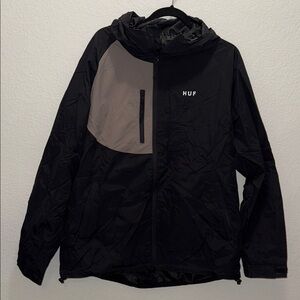 HUF Men's Black and Tan Windbreaker